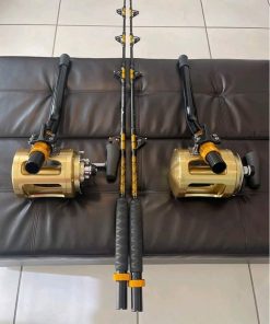 2 New Shimano Tiagra 80W 2 Speed reels with rod