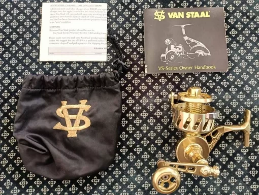 VAN STAAL VS100 GOLD BAILESS FISHING REEL MINT CONDITION SN 5420
