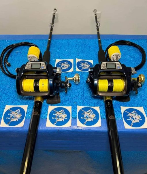 2 Shimano Tanacom 1000 bull electric reels and rods